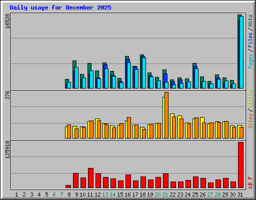 Daily usage for December 2025
